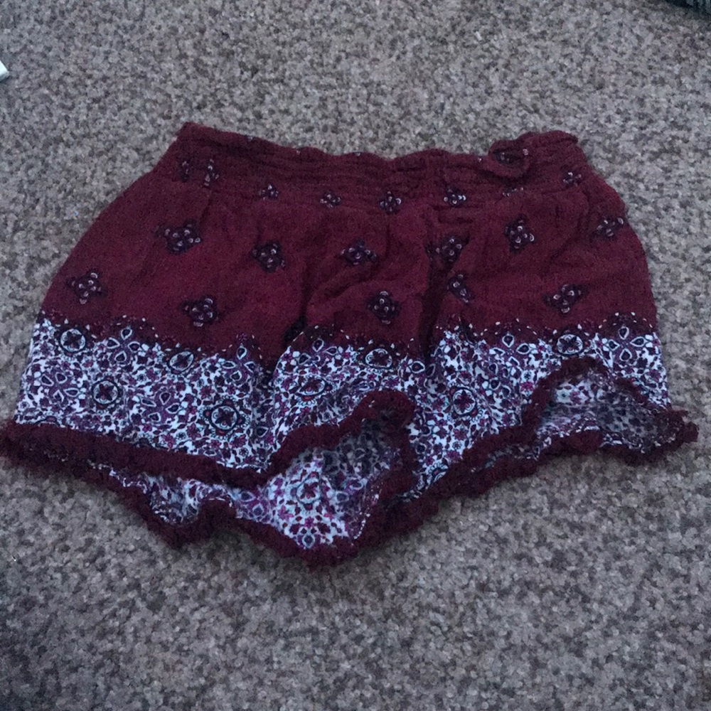 Red and white printed shorts